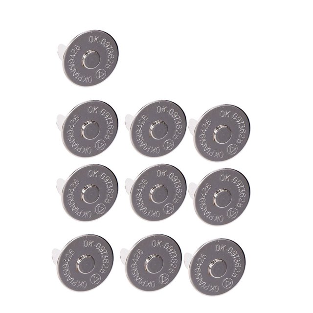 EeaseMX 10 cierres magnéticos a presión de 14 mm, ultrafinos, de metal, para bolsos, carteras, confección de ropa (plateados)