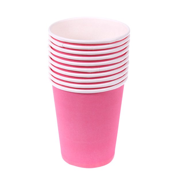100pcs colorido desechables vasos de papel de bricolaje espesar niños artesanía material de arte (rosa)