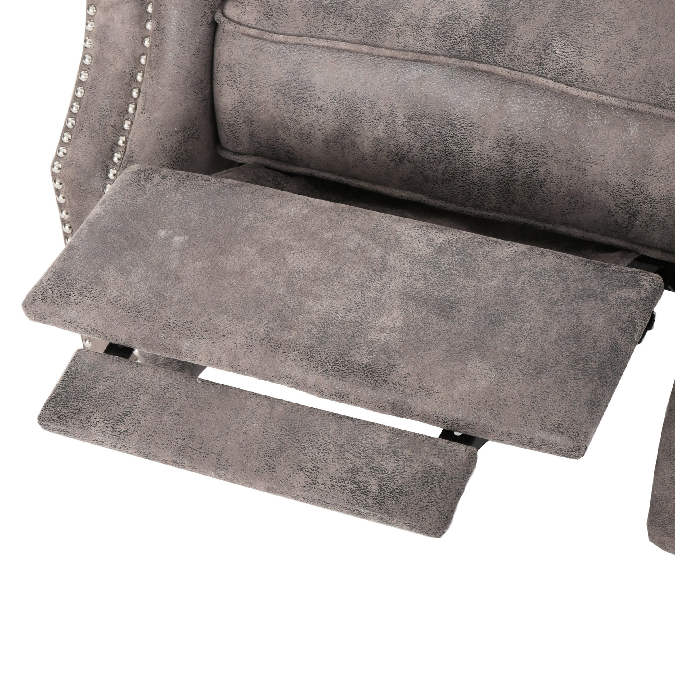 Christopher Knight Home Modern Manual Push Back Recliner with Rolled Arms, Nailhead Trim, Brown Gray