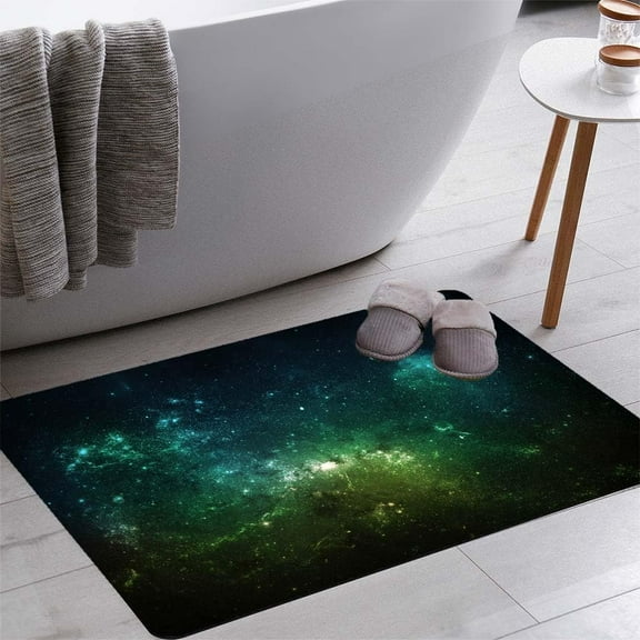 Green Nebulae Elements of This Image Bath Rugs 16x24 Inch Non Slip Bath Mat Quick Dry Absorbent Thin Bath Rug Fit Under Door Washable Bath Floor Rugs for Bathroom Bathtub Shower Sink,Multi 4