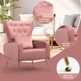 thumbnail image 3 of Tufted Upholstered Velvet Armchair for Living room, Bedroom,Pink (Set of 2), 3 of 4