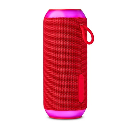 onn large rugged speaker with bluetooth wireless technology and led lighting red