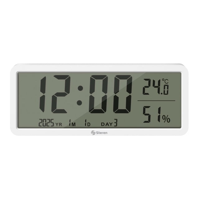 Reloj digital STEREN CLK-306 con Termómetro e Higrómetro, Blanco