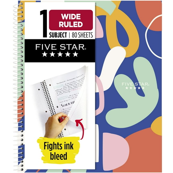 Five Star Impressionist Notebook, 1 Subject, Wide Ruled, 8" x 10.5", Squiggle (930035FB-WMT)