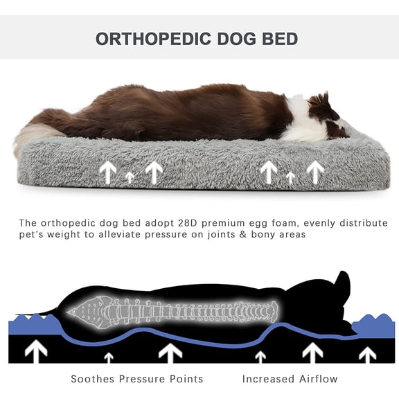 Extra Large Dog Bed, Jumbo Orthopedic Egg Crate Foam Dog Bed with Removable Washable Cover, Waterproof Pet Mattress Nonskid Bottom, Comfy Anti Anxiety Pet Bed Mat, 54x44 inch, Gray