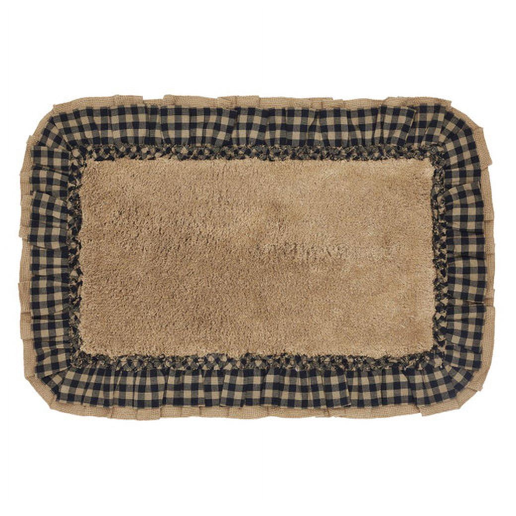 VHC Brands Burlap Check Bath Mat, Natural and Black, 20x30