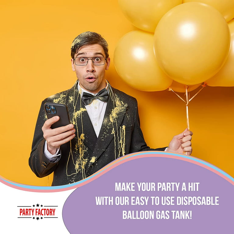 Party Factory Helium bottle for up to 50 Balloons incl. Latex Balloons,  Helium Cylinder 14 cu. ft. Gas with filling quantity for Balloons, Ideal  for