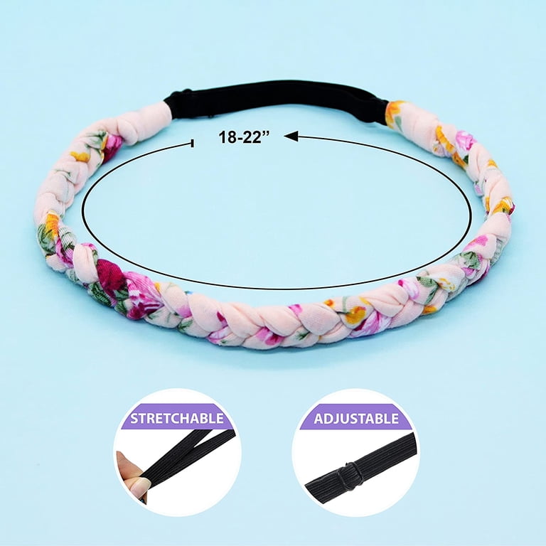 GIXUSIL 4Pcs Floral Headbands for Girls, Adjustable Braided  display picture 2