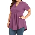 thumbnail image 4 of TARAINYA Plus Size Blouses for Women Button Short Sleeve Shirts Casual V Neck Tunic Tops, 4 of 10