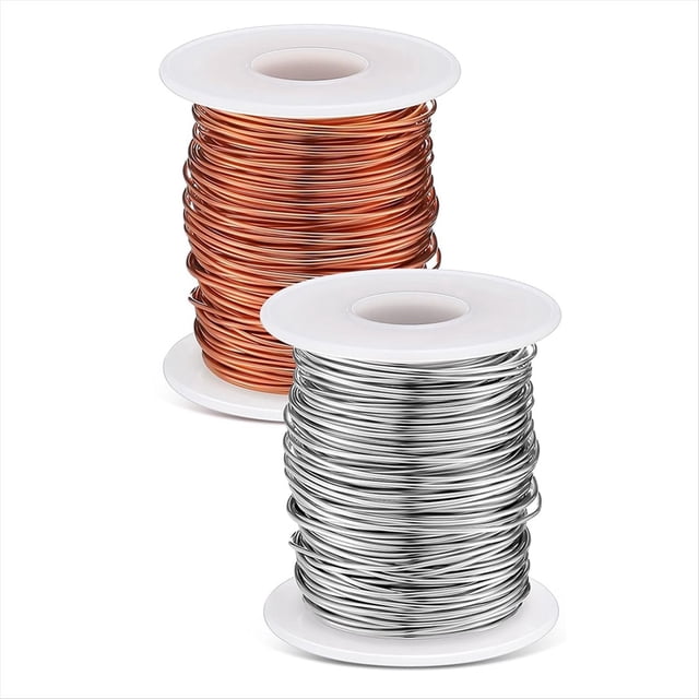 300 pies, 2 rollos de alambre de cobre de calibre 18, alambre de aluminio para moldeo, varillas de refuerzo, fabricación de joyas, envoltura de metales para piedras preciosas