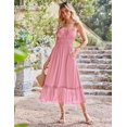 thumbnail image 2 of Vestido largo GRACE KARIN, sin mangas, dobladillo con volantes, color rosa playa S, 2 of 7