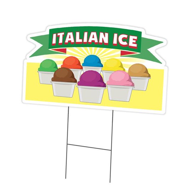 SignMission C-DC-1216-Italian Ice Panneau et Piquet 12 x 16 Po. Panneau de Jardin - Italian Ice