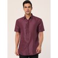 thumbnail image 2 of Lars Amadeus Camisa de lunares para hombre Camisas de vestir estampadas de manga corta con botones rojo M Unique Bargains Camisas, 2 of 6