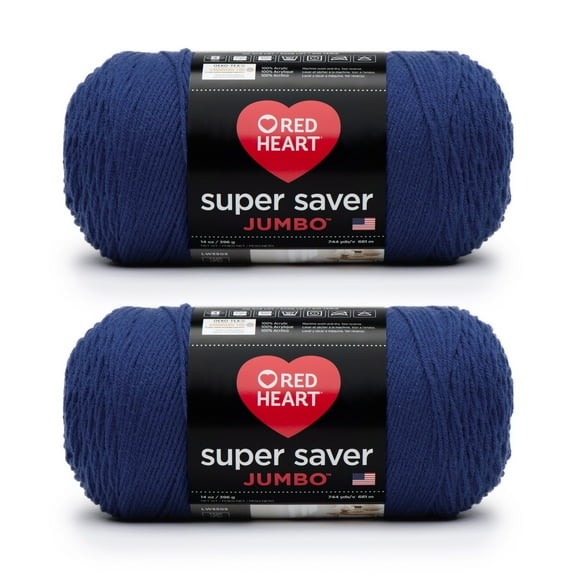 Red Heart Super Saver Jumbo Royal Yarn - 2 Pack of 396g/14oz - Acrylic - 4 Medium (Worsted) - 744 Yards - Knitting/Crochet