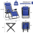 thumbnail image 2 of Magshion Folding Zero Gravity Chairs Set of 2, Outdoor Reclining Camping Chairs, Patio Lounge Recliners with Side Table & Cup Holder Tray, Blue, 2 of 13