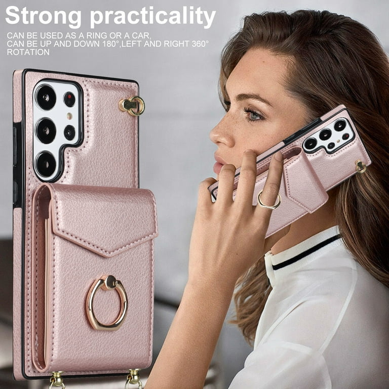 Wrist Strap Crossbody Leather Wallet Case For Samsung Galaxy S23