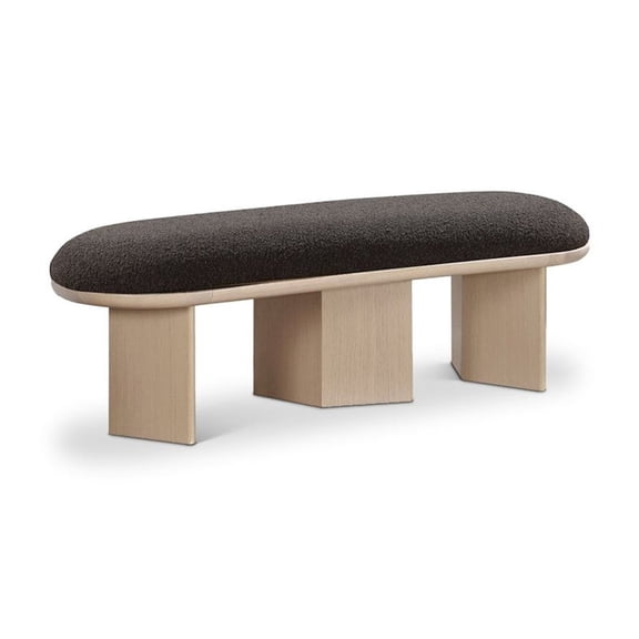 Meridian Furniture Wilshire Brown Boucle Fabric Bench