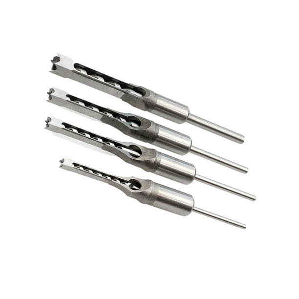 Riwesomey Taladro para agujeros cuadrado portátil de 4 piezas, artesanía exquisita y brocas resistentes a impactos para carpintería Herramientas eléctricas