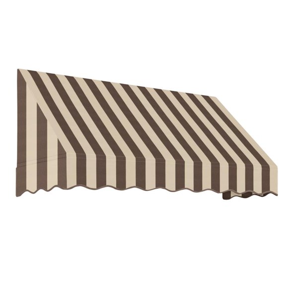 Awntech 6.375 ft San Francisco Fixed Awning Acrylic Fabric, Brown/Tan Stripe