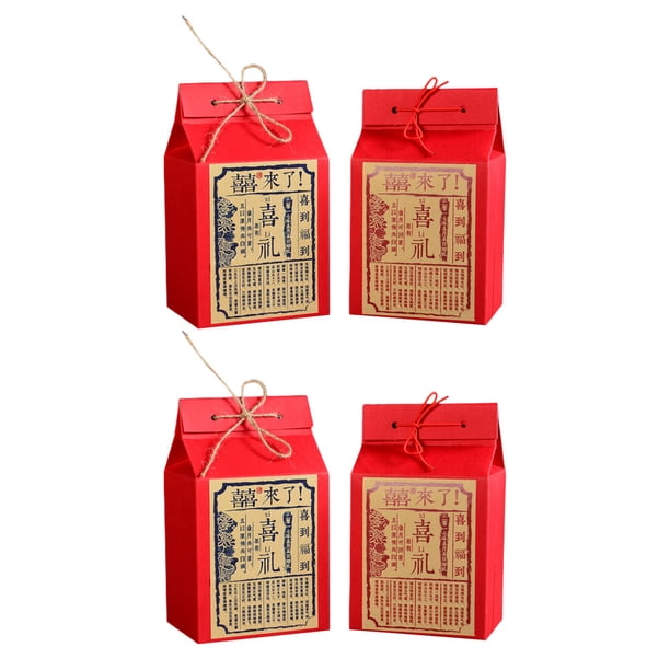 KAKOWELY 4 bolsas vintage para dulces, para bodas, de papel para regalo (rojo y azul)