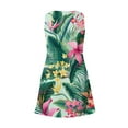 thumbnail image 5 of Huresd Tank Dress for Women 2024 A Line Flowy Mini Dress with Pocket V Neck Sleeveless Hawaiian Palm Tree Print Beach Dresses for Women Dark Green 3XL, 5 of 5