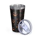thumbnail image 2 of 16oz Tumblers Black Halloween Pumpkin Faces Stainless Steel Vacuum Insulated Double Wall Travel Tumbler Cups Mug with Lid and Straw,Cleaning Brush for Coffee,Tea, 2 of 4