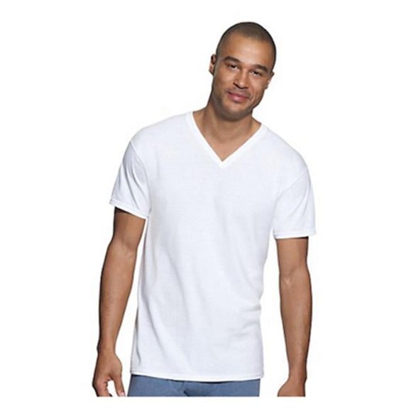 Hanesbrands Inc 777-M V-Neck Tee-Shirt - Medium- White