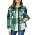 thumbnail image 2 of Family Matching Flannel Plaid Shirt Mommy and Me Long Si Lapel Plaid Velvet Casual Party Spring Buttons Cardigan, 2 of 5