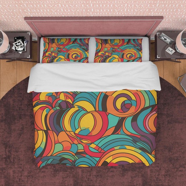 Funda nórdica de algodón de colores, juego de cama retro, funda nórdica geométrica abstracta,