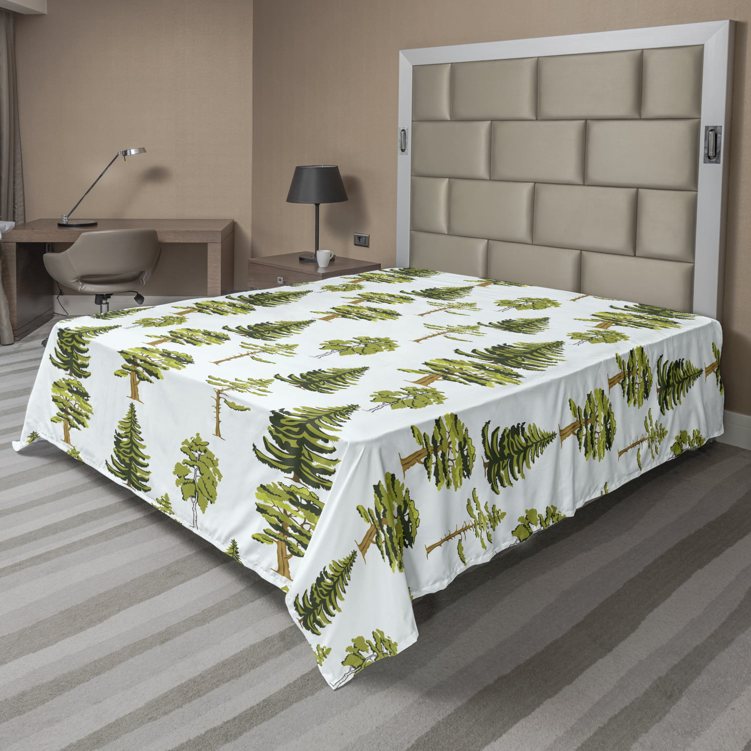 Ambesonne Tree Design Flat Sheet Top Sheet Decorative Bedding 6 Sizes 