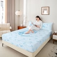 thumbnail image 3 of Erosebridal Cute Bow Initial C Girl Bed Sheets 4pcs,Blue Bow Tie Letter Monogrammed King Sheets For Teens, 3 of 5