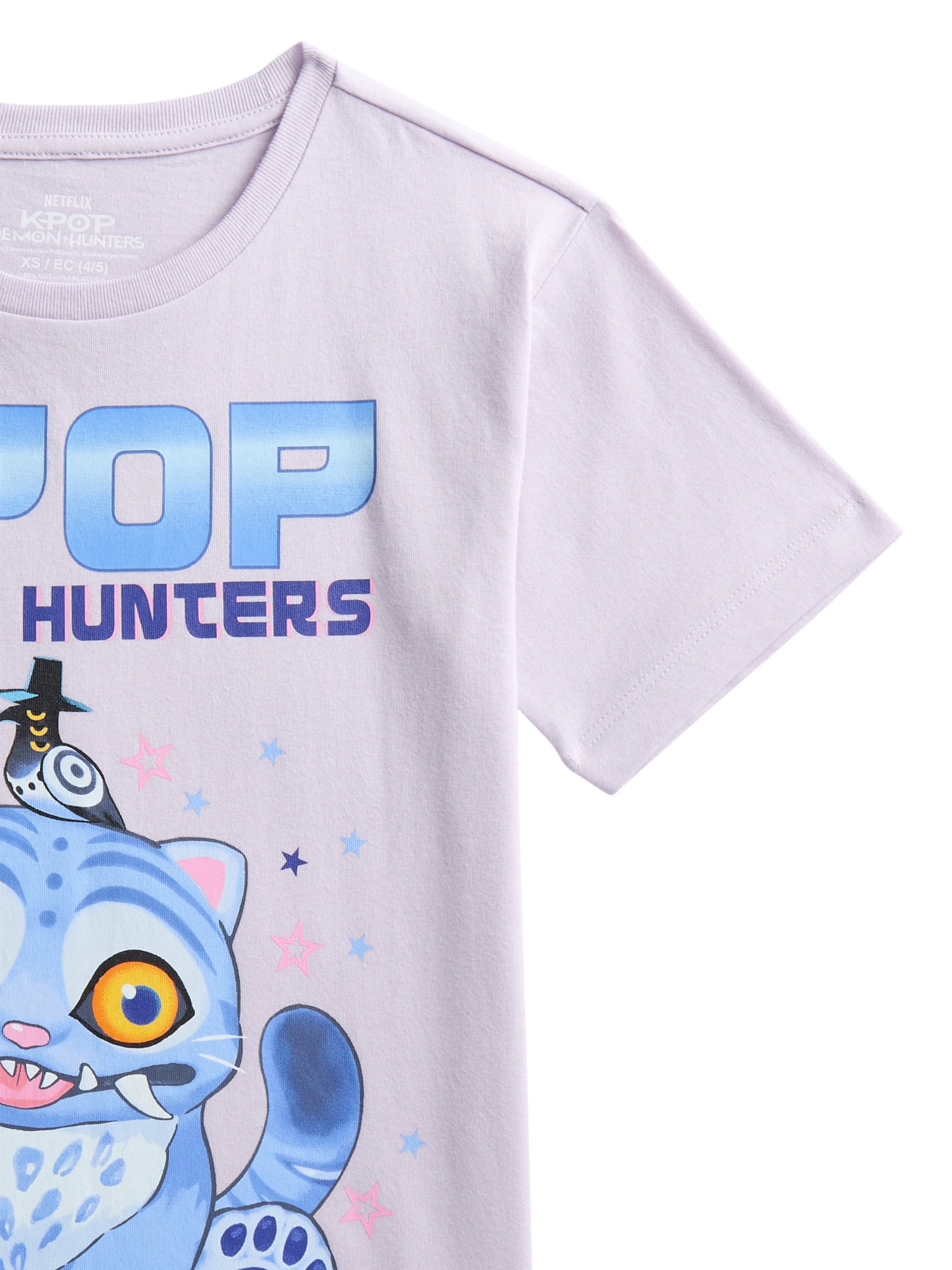 KPop Demon Hunters Girls Derpy Graphic Tee with Short Sleeves, Sizes 4-16