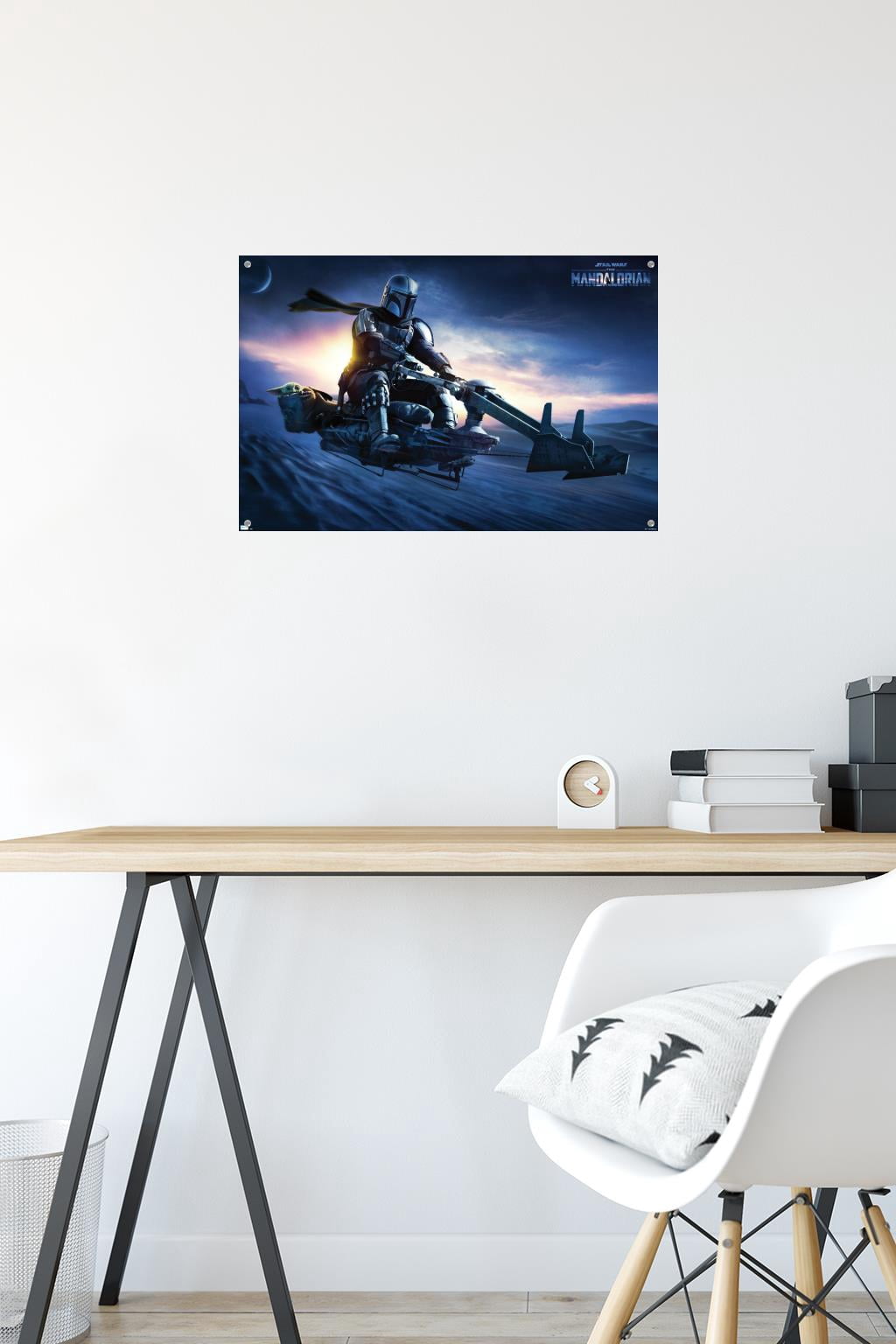 Star Wars: The Mandalorian - Grogu Sunset Speeder Wall Poster with Pushpins, 14.725" x 22.375"