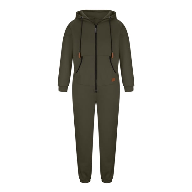 Mono con capucha, cremallera, cordón ajustable, bolsillo, sudadera con capucha, color liso, manga larga, pantalones, mono, pantalones para hombre