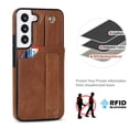 thumbnail image 6 of Design for Samsung Galaxy S22 Plus/S22+ Phone Case with Screen Protector Adjustable Wrist Strap Kickstand Credit Card Slot Shockproof Hybrid Rugged Protective Cover for Women Men 6.6 inch Brown, 6 of 14