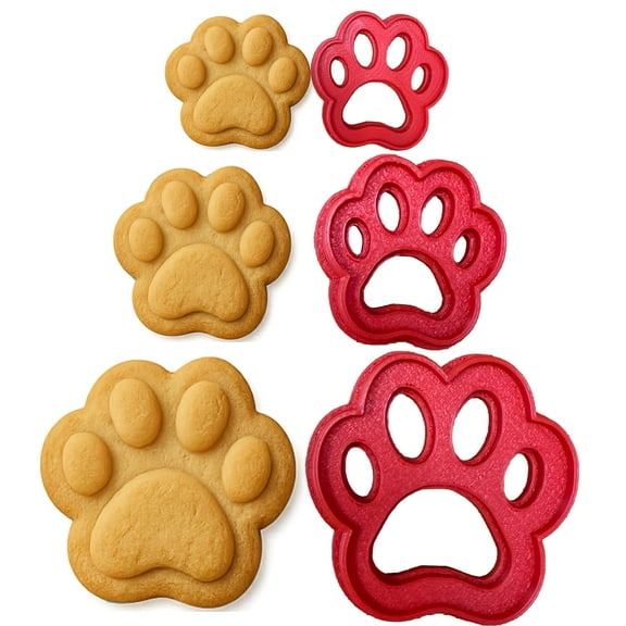 "Mighty Gadget Paw Cookie Cutter Set, 3 Pack, Dog Paw Shapes, 1.75”, 2.75"", & 3.75"" Sizes"