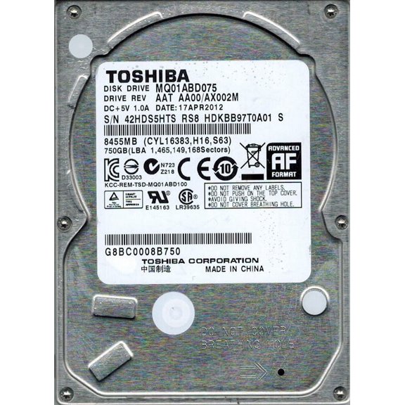 Toshiba MQ01ABD075 750GB AAT AA00/AX002M CHINA