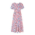 thumbnail image 5 of gljltg Women's Casual Flower Print Tiered Maxi Dress with Pockets, Polyester Spandex Lightweight Breathable Summer Winter, Beach Travel Work Party Outfit, Easy Care Washable, 5 of 6
