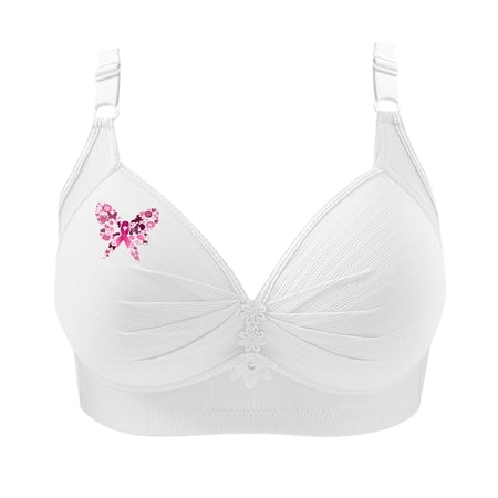 SMihono Breast Cancer Bras for Women Sexy V Neck No Underwire Full Coverage and Lift Bra Large Breasts Comfortable Daily Wear Bras White S