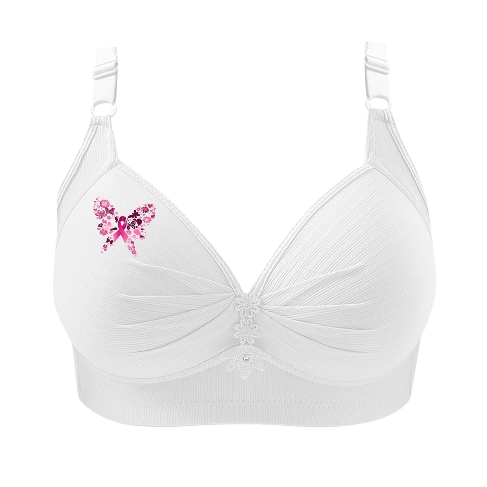 SMihono Breast Cancer Bras for Women Sexy V Neck No Underwire Full Coverage and Lift Bra Large Breasts Comfortable Daily Wear Bras White S