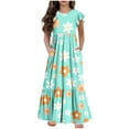 thumbnail image 2 of ATOGUTA Flower Girl Dress Summer Dress Casual Ruffle Sleeve A Line Casual Elegant Dresses Green, Size 6-12, 2 of 5
