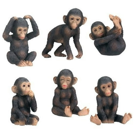 Baby Chimpanzees Posing Set of 6 Figurines Monkey Animal Wildlife ...