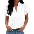 thumbnail image 7 of UAMVSH Womens Summer Tops Ruffle Short Sleeve Tunic Shirts Lightweight Casual V Neck Loose Fit T-Shirt Fashion Clothing, 7 of 7
