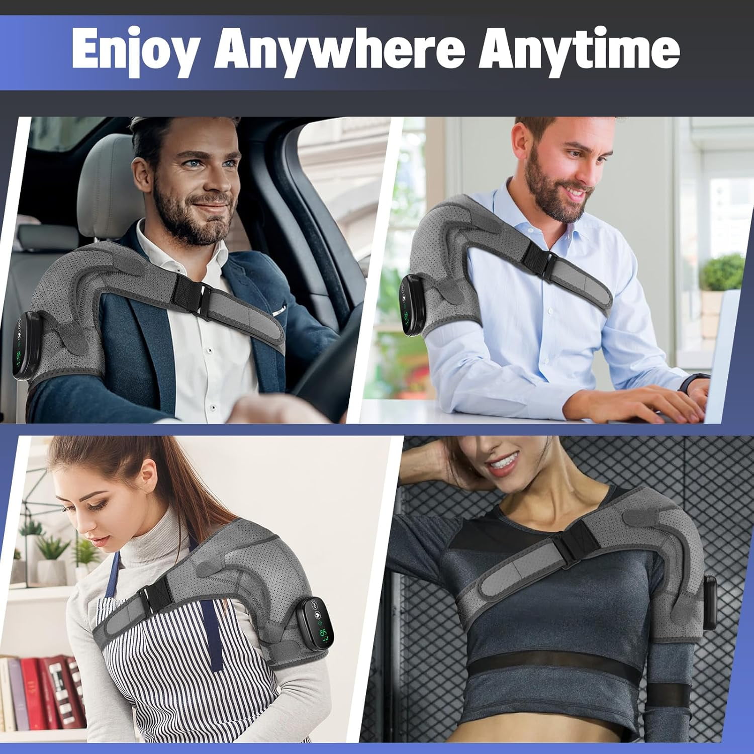 SUWU Shoulder Heating Pad, Cordless Heated Shoulder Wrap, Shoulder Massager, FSA or HSA Eligible Portable Shoulder Brace for Women Men, Electric Heating Pad for Rotator Cuff Frozen Shoulder