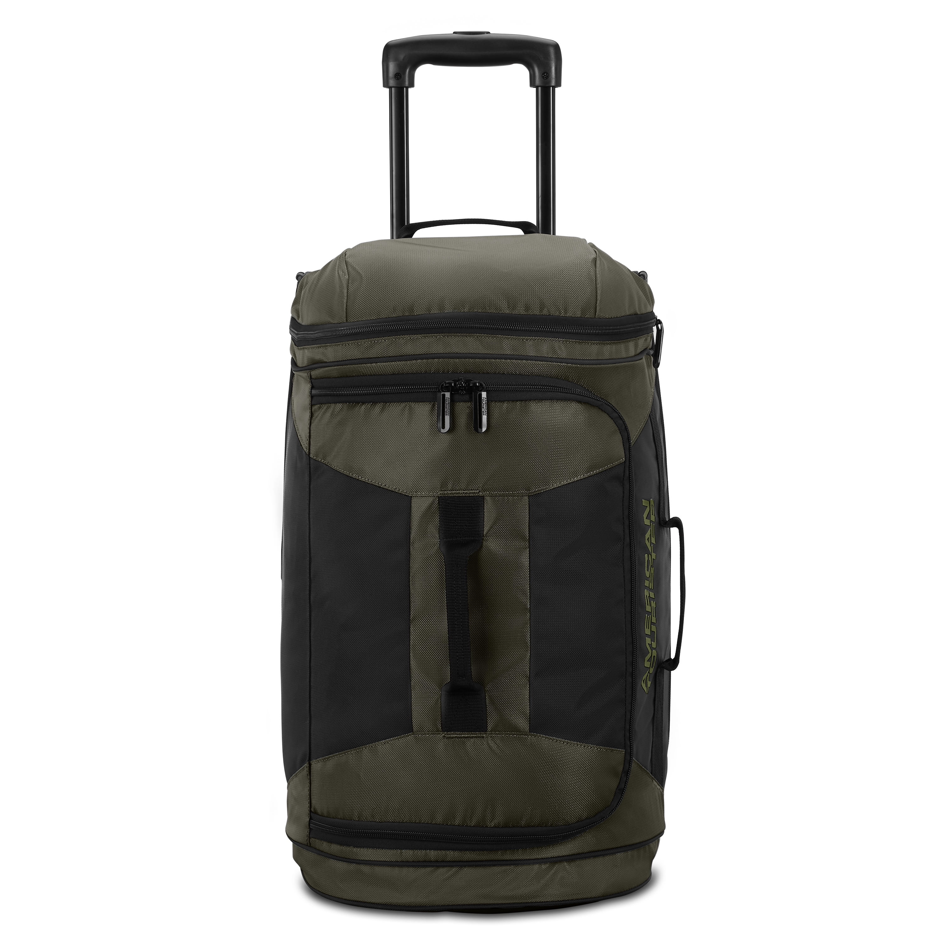 American Tourister 22-Inch Carry On Wheeled Travel Duffel Bag with Drop Bottom, Moss Green