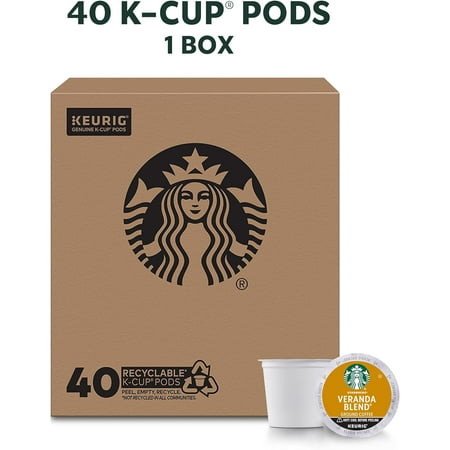 Starbucks Light Roast K-Cup Coffee Pods — Veranda for Keurig Brewers — 1 box (40 pods)