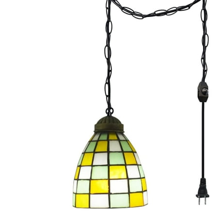 

Kiven Pendant Light Equipped with Dimmable Lighting Wire（177.16 inches） E26 3 Packs A Lattice Glass Pendant Lights in Three Colors-Yellow (Bulb Not Included)