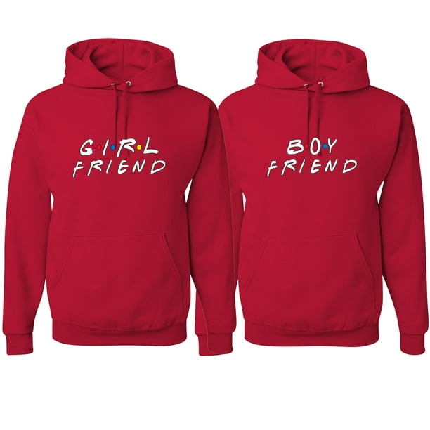 Boy Friend Girl Friend Funny Friends Font Classic His And Hers Matching Couples Hoodies Sweater Set Red Mens M Womens 3xl Walmart Com Walmart Com