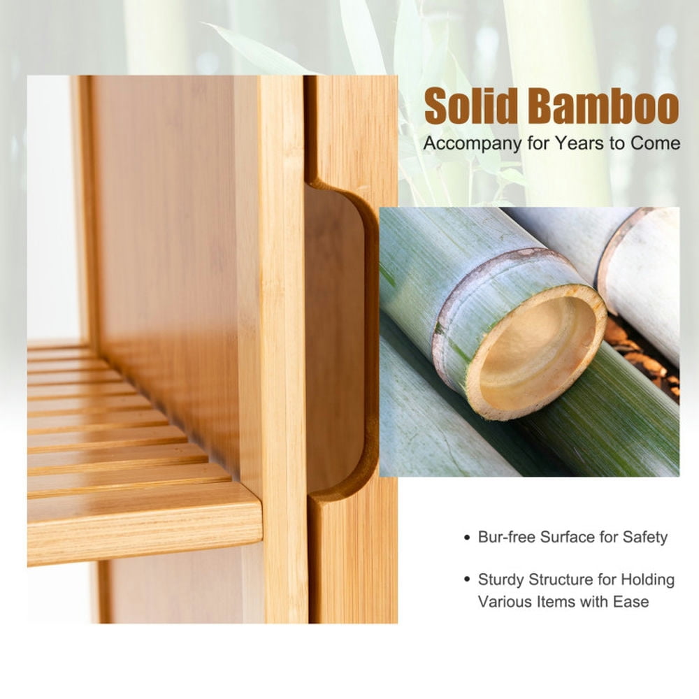 Finihen Bathroom Storage Cabinet, Bathroom Floor Cabinet, Bamboo Bathroom Storage Cabinet with Single Door, for Bathroom, Living Room, Bedroom, Kitchen, Natural Finihen Bathroom Storage Cabinet, Bathroom Floor Cabinet, Bamboo Bathroom Storage Cabinet with Single Door, for Bathroom, Living Room, Bedroom, Kitchen, Natural