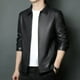 thumbnail image 4 of Chaqueta de cuero genuino para hombre, con cuello alto, de lujo, para otoño e invierno, además de abrigo sencillo y cálido de terciopelo, 4 of 5